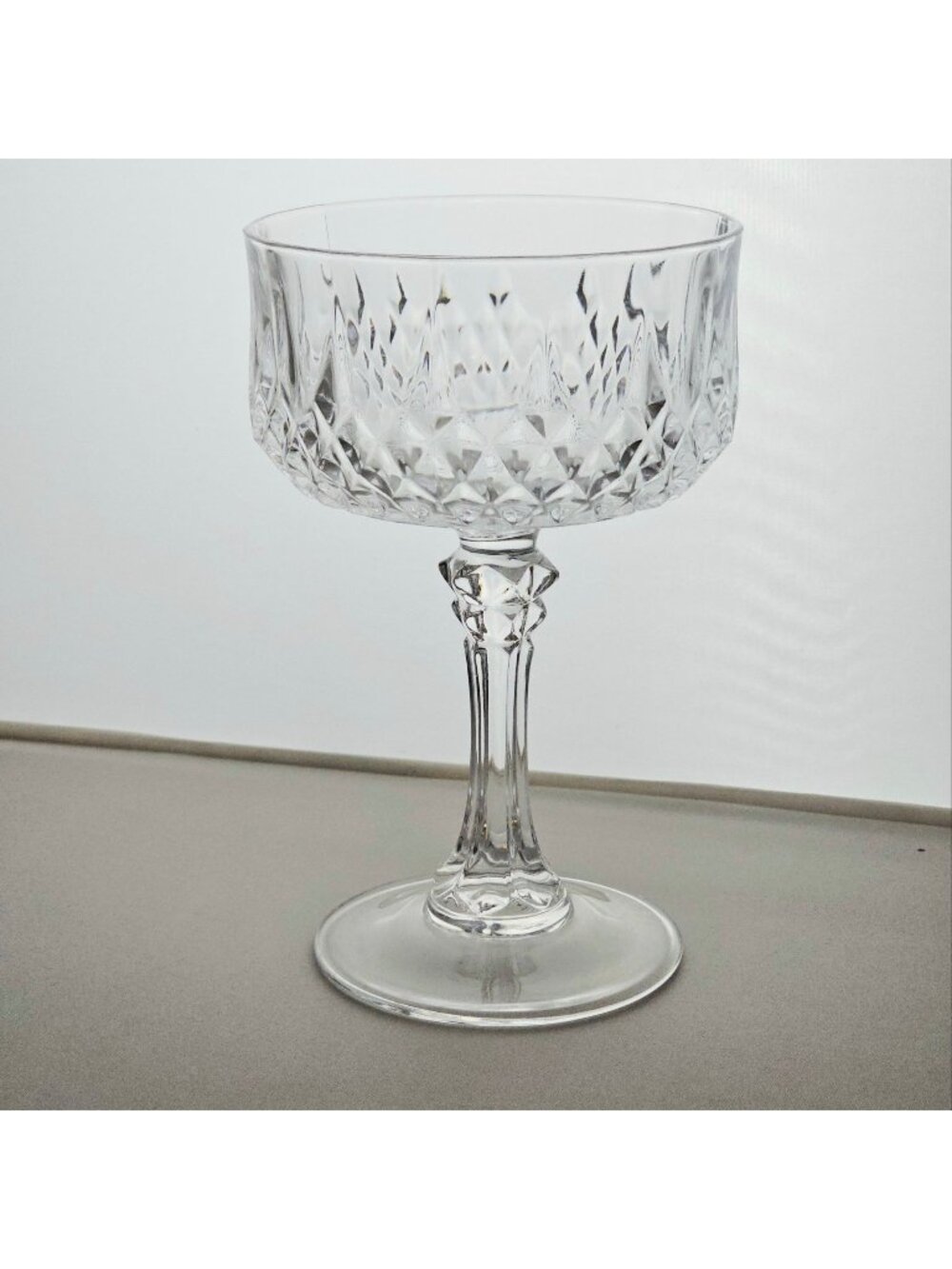 1 Cristal D'Arques Longchamp Champagne Coupe Glasses 5.5" vtg cut crystal